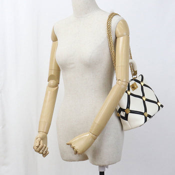 Valentino 2Way Handle Bag Roman Studs Handbagn Nappa Leather White Women